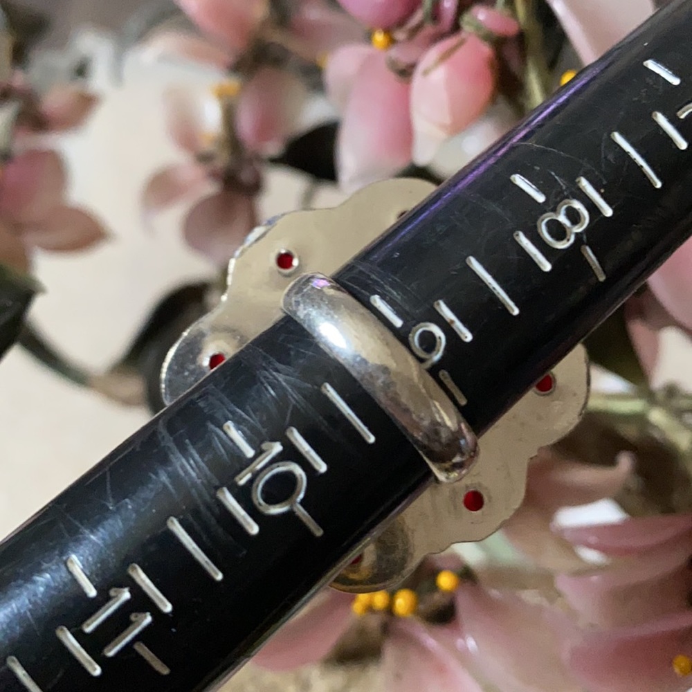 Vintage 925 labradorite garnet ring - Picture 6 of 7